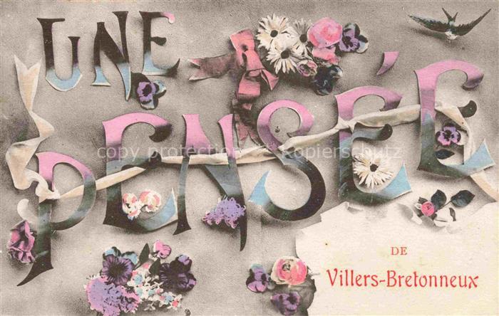 Villers-Bretonneux AMIENS 80 Somme Une penseé de la ville Kuenstlerkarte