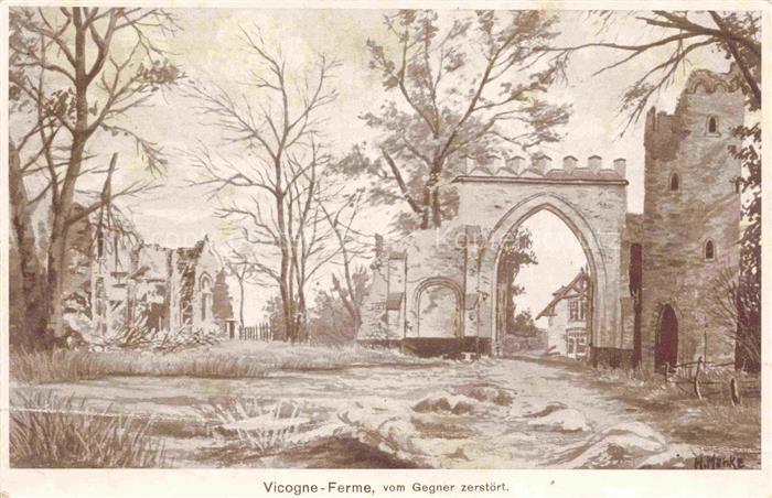 Vicogne-Ferme AMIENS 80 Somme vom Gegner zerstoert Truemmer 1. Weltkrieg Menke K