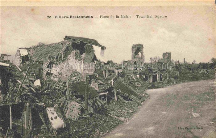 Villers-Bretonneux AMIENS 80 Somme Place de la Mairie Ruines Grande Guerre Truem