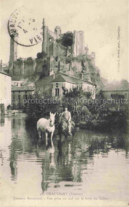 Chauvigny Montmorillon 86 Vienne Château Baronnial vue prise au sud sur le bord