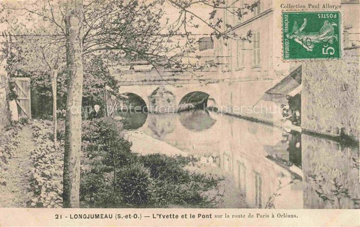 Longjumeau Palaiseau 91 Essonne L'Yvette et le pont sur la route de Paris à Orlé