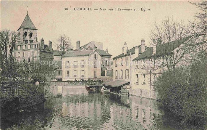 CORBEIL -Essonnes 91 Essone Vue sur l'Essones et l'église