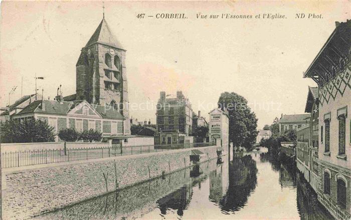 CORBEIL -Essonnes 91 Essone Vue sur l'Essones et l'église