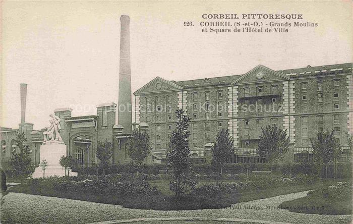 CORBEIL -Essonnes 91 Essone Grands Moulins et Square de l'Hôtel de Ville