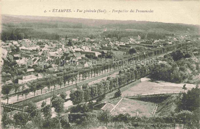 ETAMPES 91 Essonne Vue générale perspective des promenades