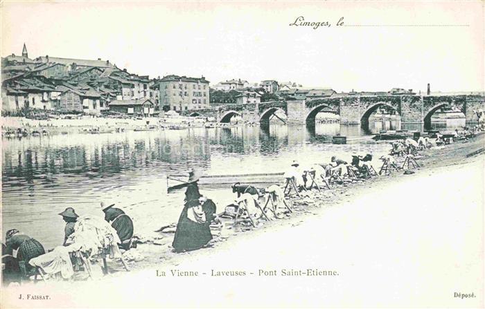 LIMOGES 87 Haute-Vienne La Vienne Laveuses Pont Saint-Etienne