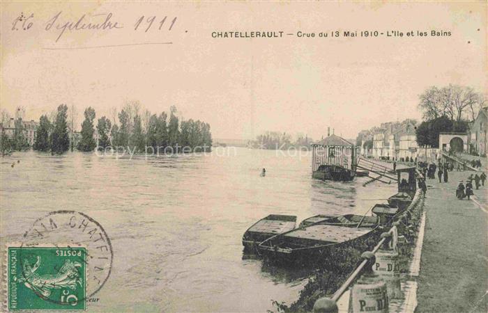 Chatellerault 86 Vienne Crue du 13 Mai 1910 Ile et les Bains