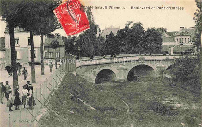 Chatellerault 86 Vienne Boulevard et Pont d'Estrées