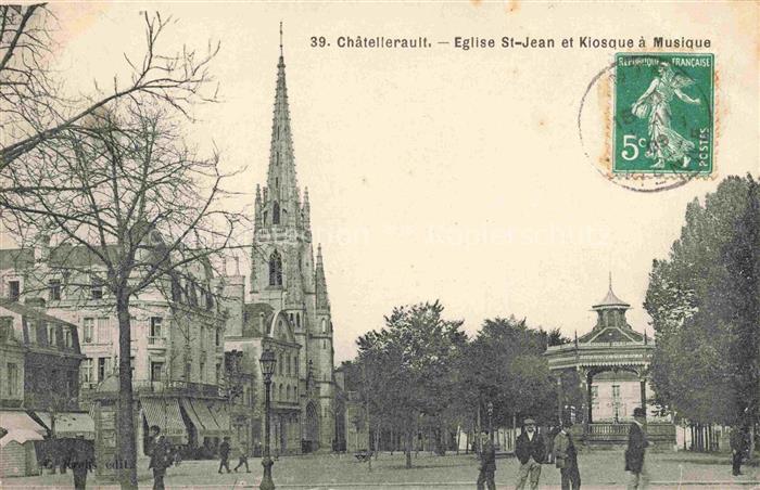 Chatellerault 86 Vienne Eglise St. Jean et Kiosque à Musique