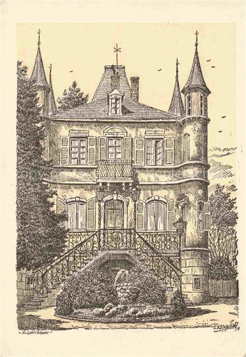 Riedisheim Mulhouse 68 Haut-Rhin La Maison de Retraite Dessin Kuenstlerkarte