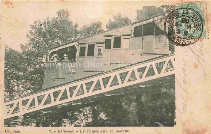 BELLEVUE -MEUDON Boulogne-Billancourt 92 Hauts-de-Seine Le funiculaire en marche
