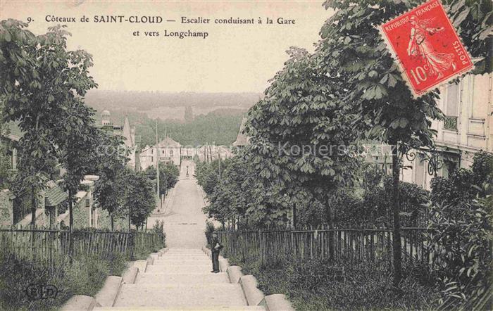 Saint Cloud 92 Hauts-de-Seine Château Escalier conduisant à la gare et vers Long