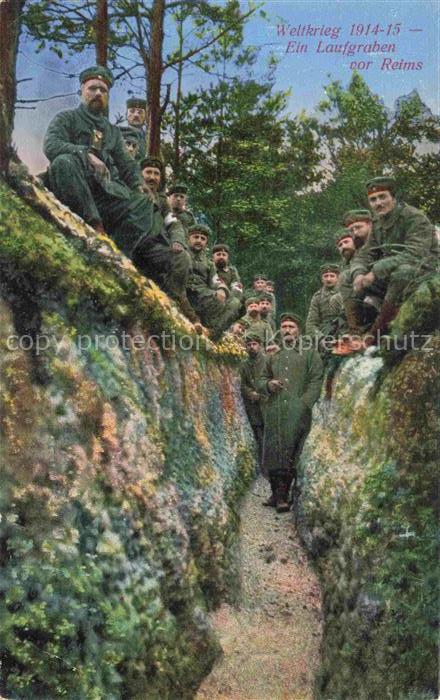 REIMS 51 Marne Ein Laufgraben vor der Stadt im 1. Weltkrieg