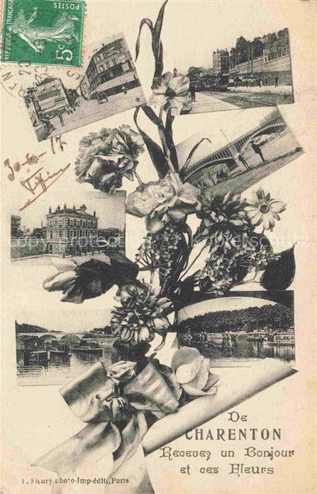 Charenton  CRETEIL 94 Val-de-Marne Recevez un bonjour et ces fleurs vues d'ensem