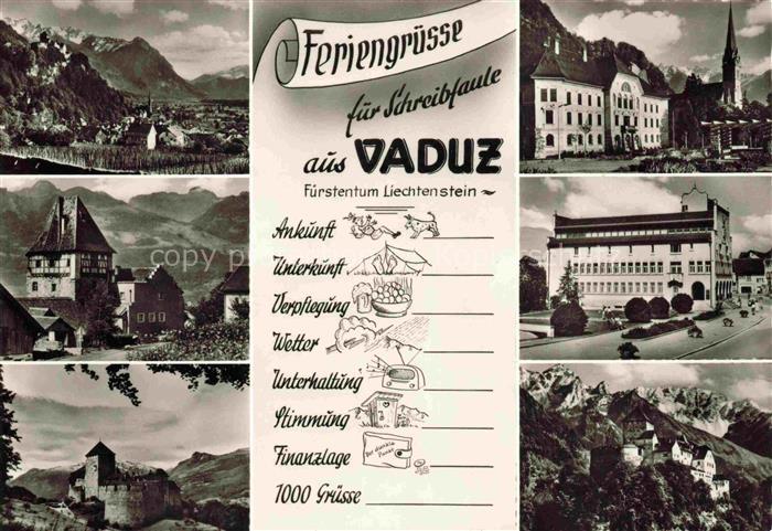 Vaduz Liechtenstein FL Teilansichten Schloss Feriengruesse fuer Schreibfaule