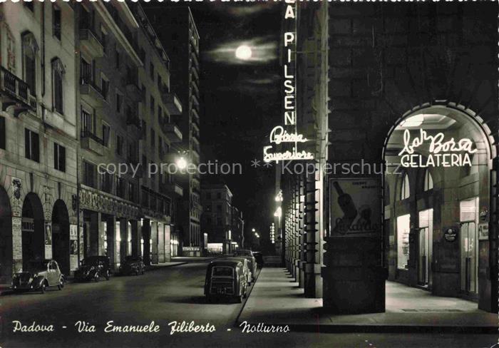 PADOVA Veneto IT Via Emanuele Filiberto notturno