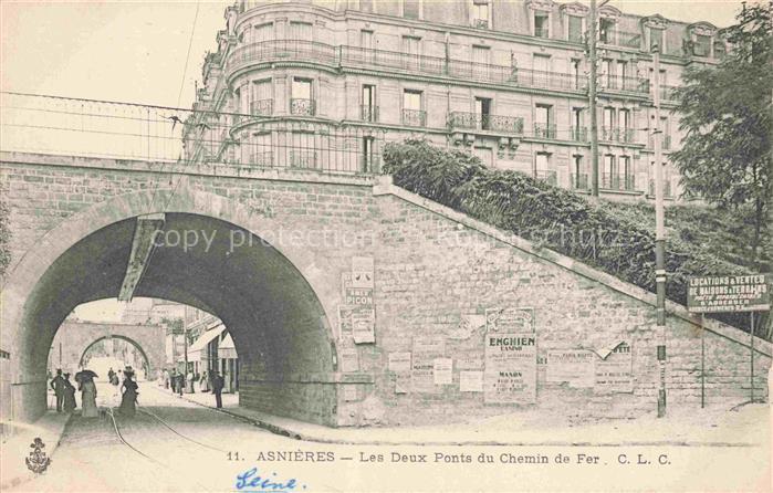 ASNIERES 92-SUR SEINE Hauts-de-Seine Les deux ponts du chemin de fer