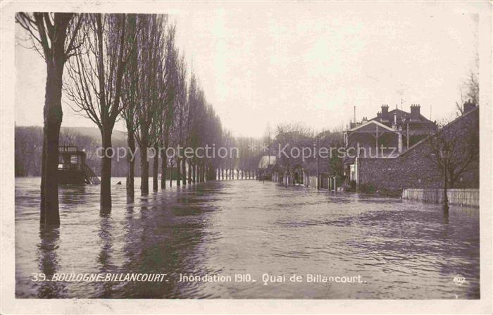 BOULOGNE-BILLANCOURT BOULOGNE-SUR-SEINE 92 Inondation 1910 Quai de Billancourt