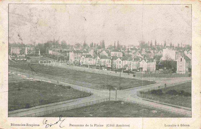 BECON-LES-BRUYERES Nanterre 92 Hauts-de-Seine Panorama de la Plaine Côté Asnière