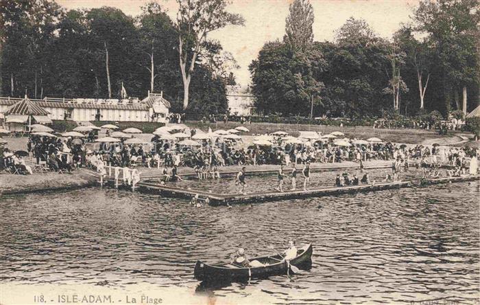 Isle-Adam Pontoise 95 Val-d Oise La plage à l'heure du bain