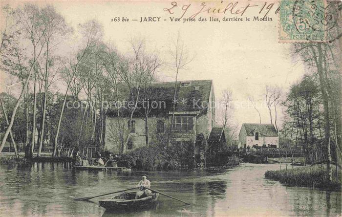 Jarcy Varennes EVRY 91 Essonne Vue prise des iles derrière le moulin