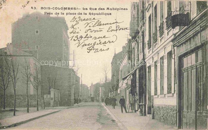 BOIS-COLOMBES 92 Hauts-de-Seine Rue des Aubépines près de la Place de la Républi