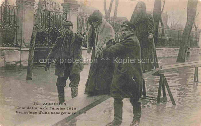 ASNIERES  92-SUR SEINE Hauts-de-Seine Inondations de Janvier 1910 Sauvetage d'un