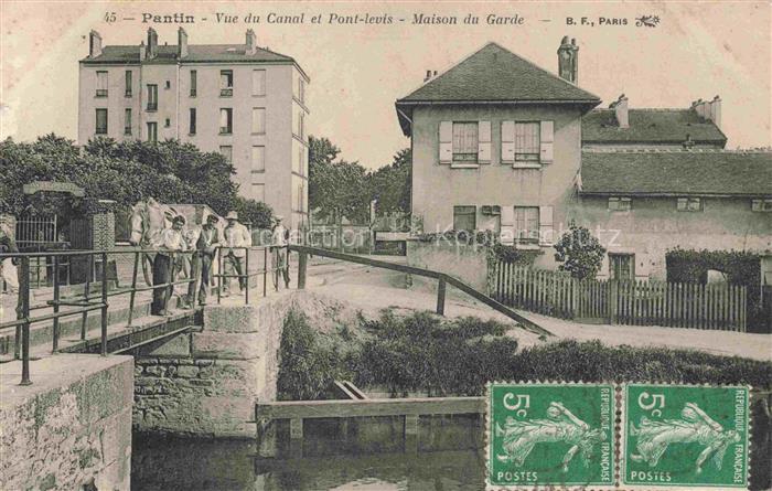PANTIN Bobigny 93 Seine-Saint-Denis Vue du Canal et Pont-levis Maison du Garde