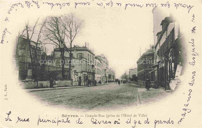 Sevres Boulogne-Billancourt 92 Hauts-de-Seine Grande Rue vue prise de l'Hôtel de