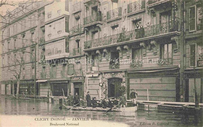 CLICHY-LA-GARENNE 92 Hauts-de-Seine Inondations Janvier 1910 Boulevard National