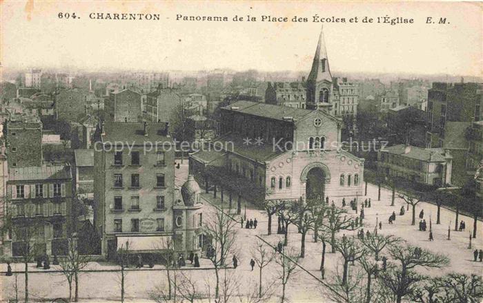 Charenton  CRETEIL 94 Val-de-Marne Panorama de la Place des Ecoles et de l'Eglis