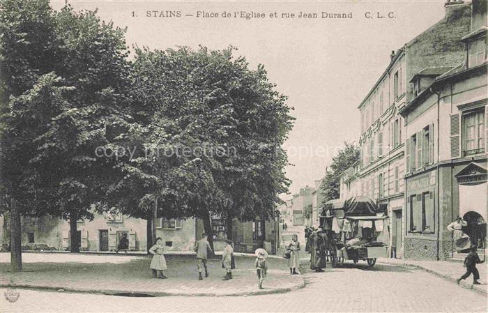 Stains 93 Seine-Saint-Denis Place de l'Eglise et Rue Jean Durand