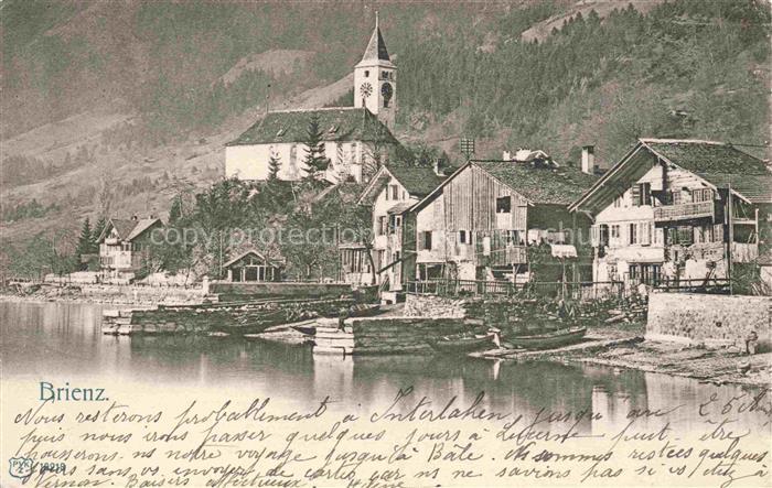 Brienz Brienzersee BE Ansicht mit Kirche Seeufer