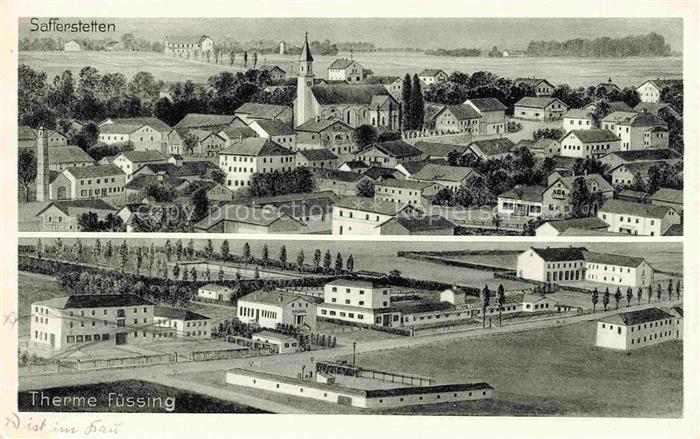 Safferstetten Bad Fuessing Bayern Stadtpanorama Therme Fuessing Illustration