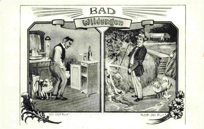 BAD WILDUNGEN vor der Kur nach der Kur Kuenstlerkarte