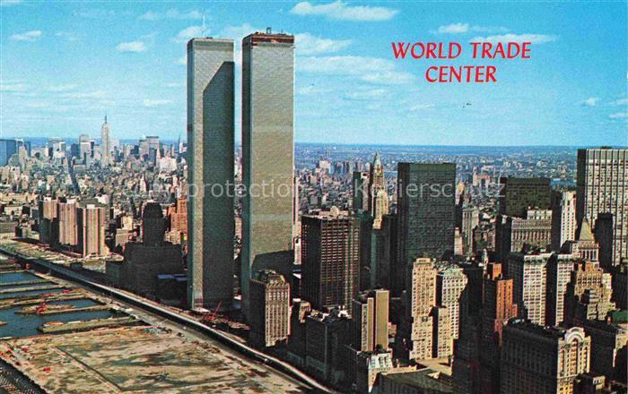 NEW YORK City USA World Trade Center Twin Towers aerial view