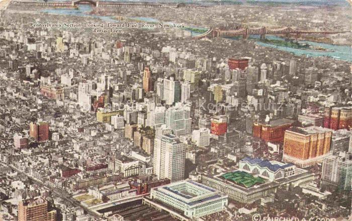 NEW YORK City USA From high in the air Center of Manhattan Pennsylvania Station