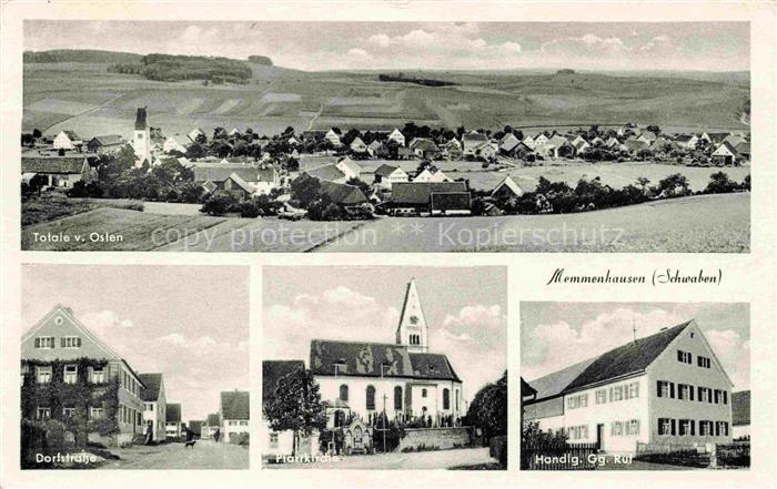 Memmenhausen Aichen Guenzburg Bayern Totale von Osten Dorfstrasse Pfarrkirche Ha