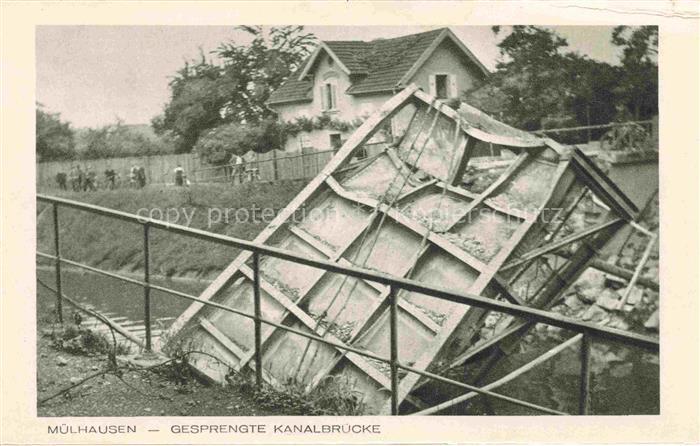 MULHOUSE Muehlhausen 68 Haut-Rhin Gesprengte Kanalbruecke Truemmer 2. Weltkrieg