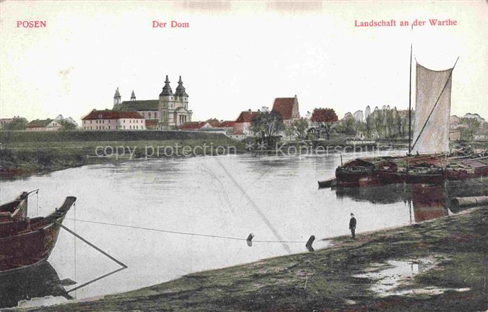 POZNAN Posen PL Panorama Blick ueber die Warthe zum Dom