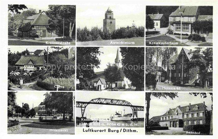 Burg  Dithmarschen Krenzerstrasse Aussichtsturm Kinderheim Cleve Kirche Holzmark
