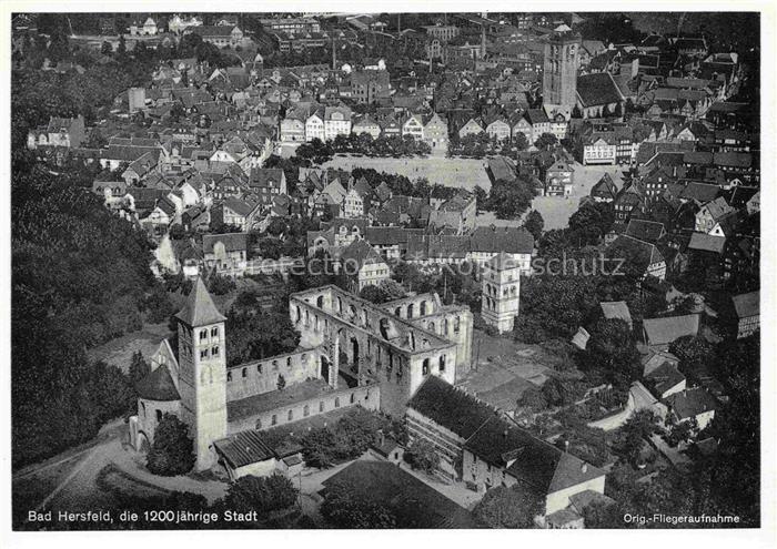 BAD HERSFELD Zentrum 1200jaehrige Stadt Original Fliegeraufnahme