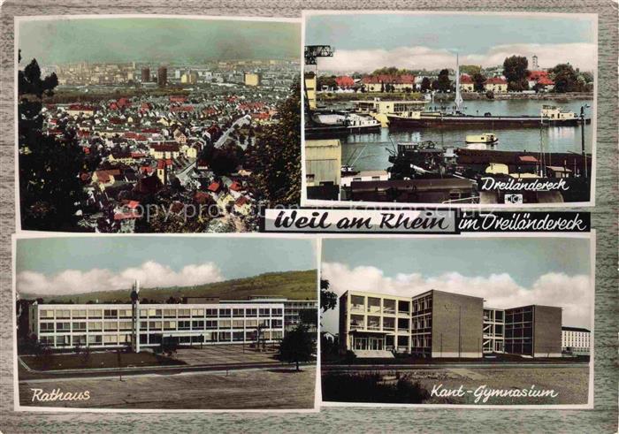 Weil am Rhein Baden BW Stadtpanorama Dreilaendereck Rathaus Kant-Gymnasium