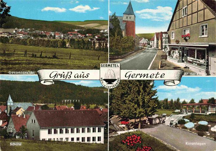 Germete Warburg NRW Gesamtansicht Partie an der Kirche Kuranlagen Schule