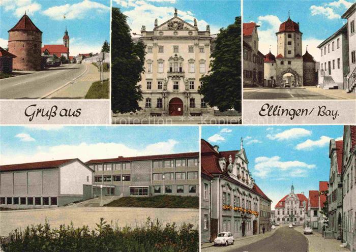Ellingen Bayern Teilansichten Ortszentrum Turm Torbogen Rathaus