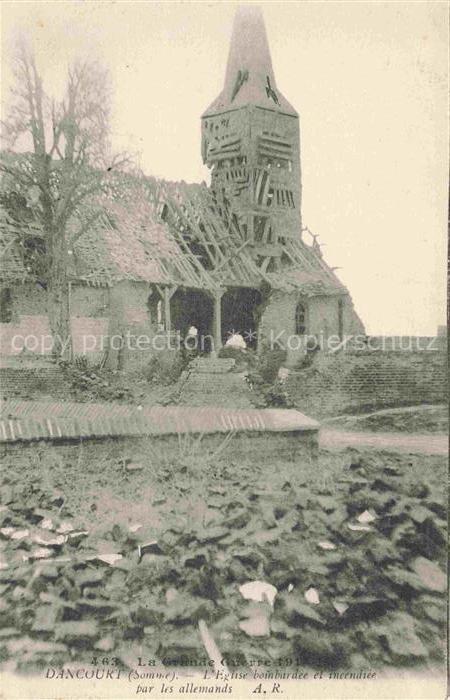 Dancourt-Popincourt Montdidier 80 Somme Eglise bombardée par les allemands Ruine