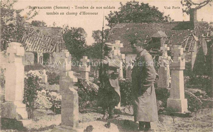 Beuvraignes Montdidier 80 Somme Tombes de nos soldats tombés au champ d'Honneur