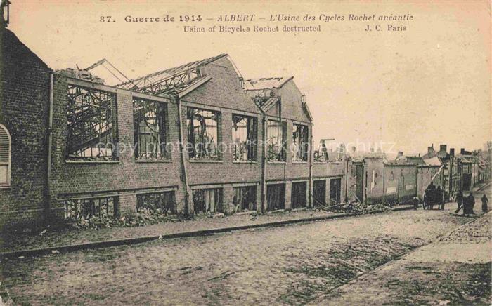 ALBERT  Peronne 80 Somme Usine des Cycles Rochet détruit Ruines Grande Guerre 19