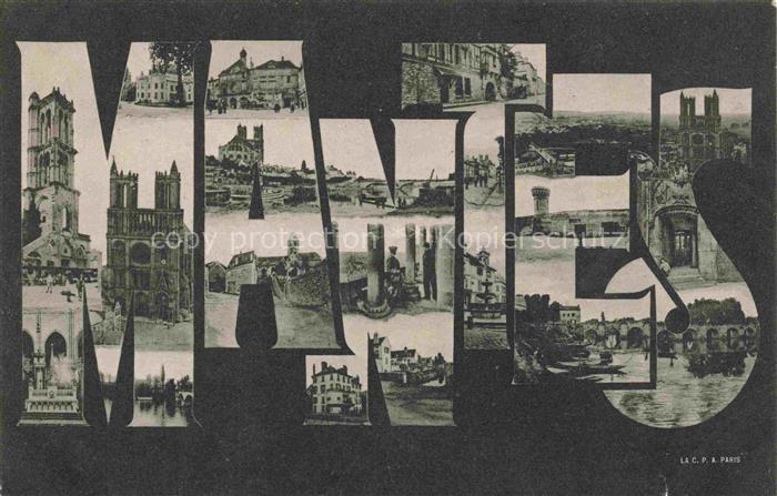 MANTES-LA-JOLIE Mantes-sur-Seine 78 Yvelines Vues d'ensemble Schriftzug