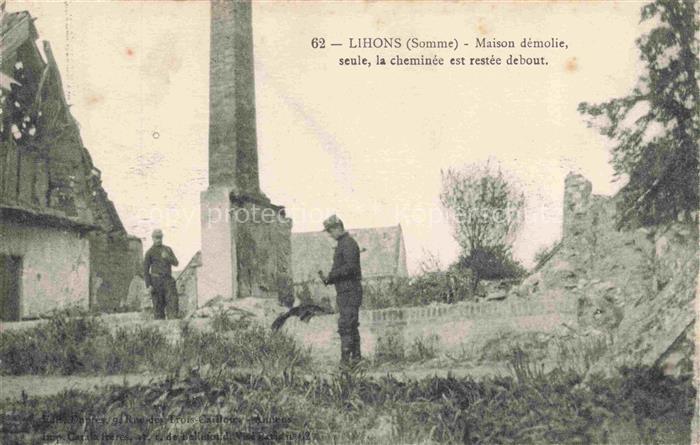 Lihons-en-Santerre PERONNE 80 Somme Maison démolie Ruines Grande Guerre Truemmer